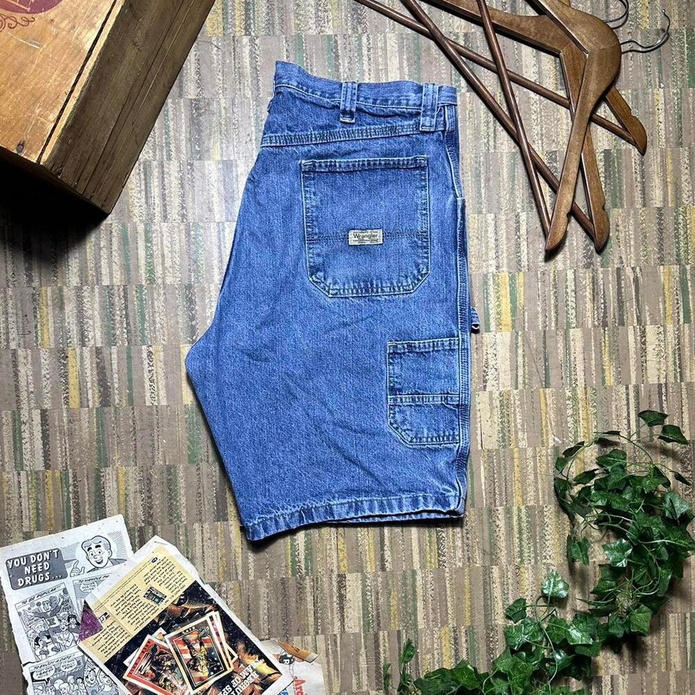 Vintage Y2K Wrangler Carpenter Jean Shorts Mens 36 Blue Denim Baggy Skater Jorts